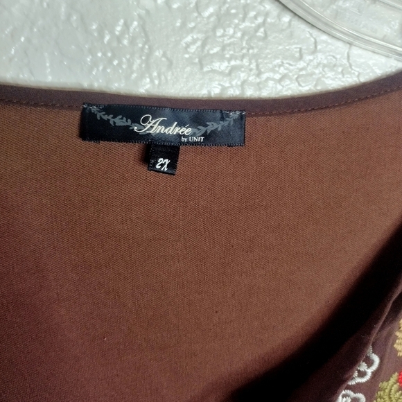 andree by unit embroidered boho long sleeve tunic top sz 2X - Picture 5 of 7